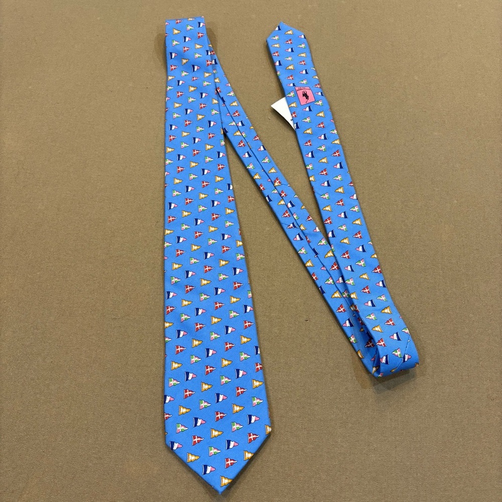 Polo Ralph Lauren 100% Silk Tie Nautical Boating Flags Handmade Italy NWT